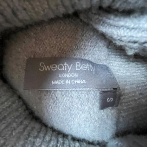 Sweaty Betty London Sweater Womens Small Pink Gray Striped Turtle Neck Luxe Cozy - Picture 3 of 11